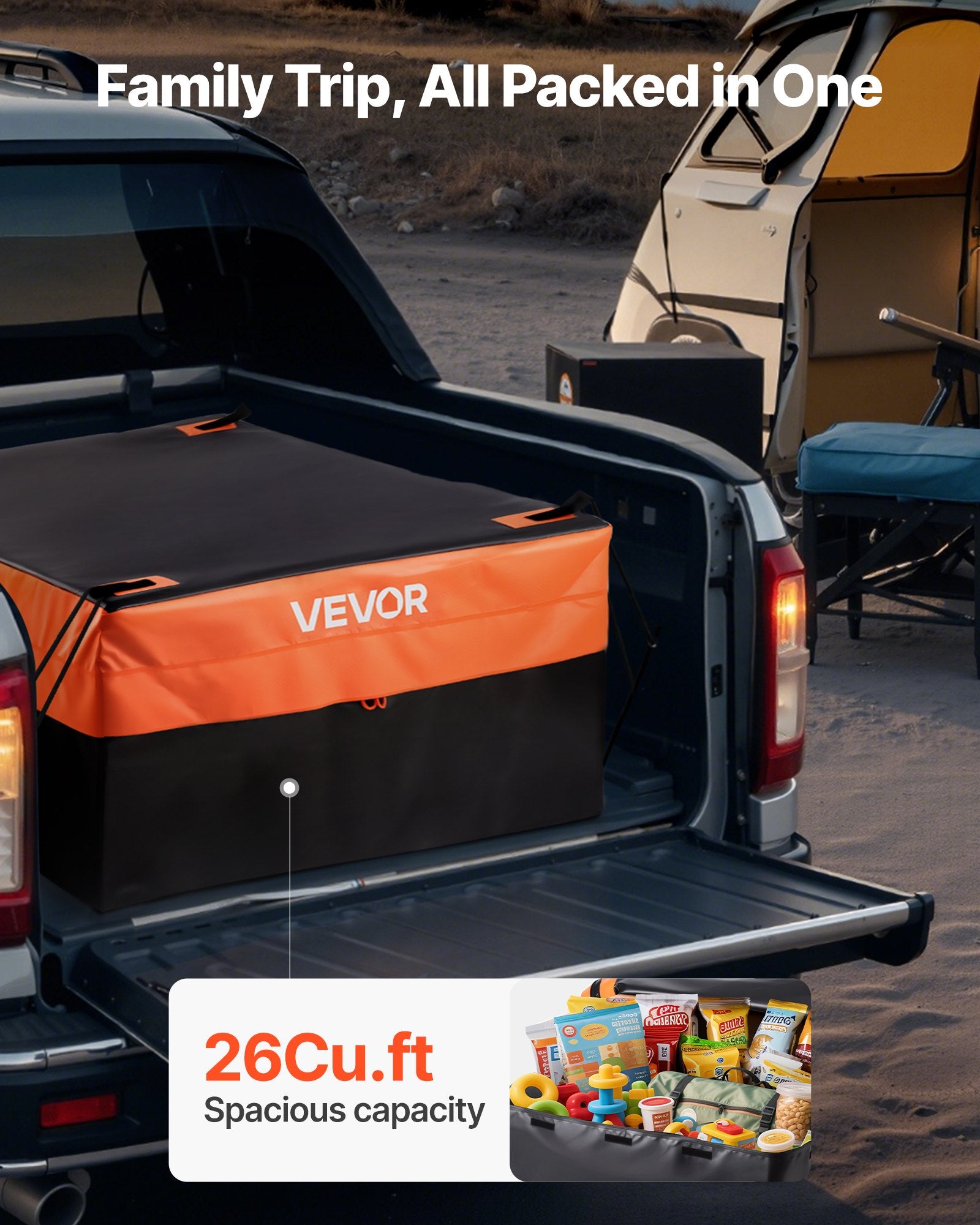 840D PVC truck bed cargo bag installed in pickup bed