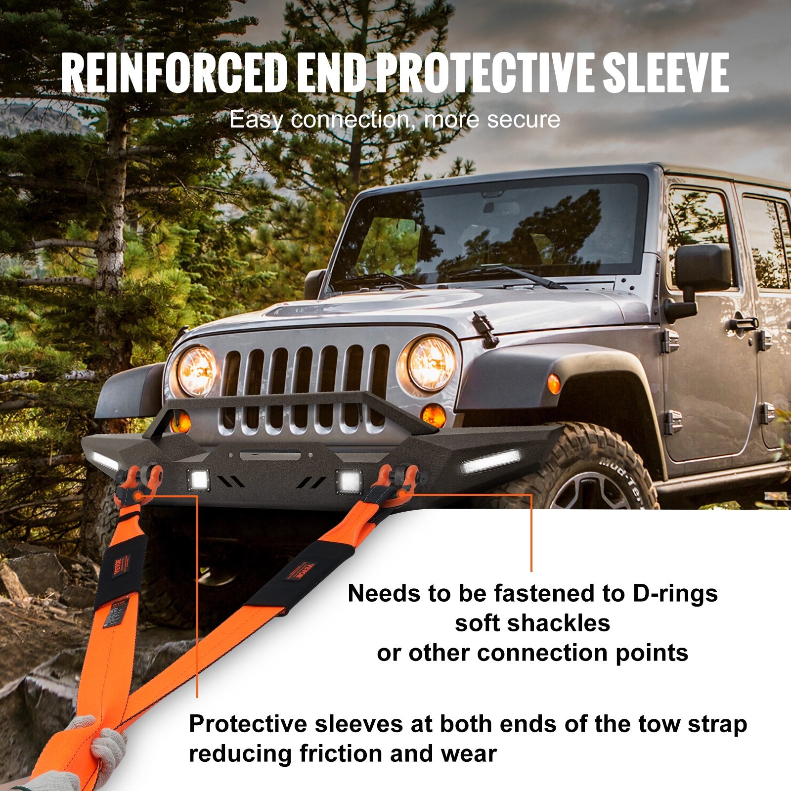 Truck using recovery tow strap for off-road towing