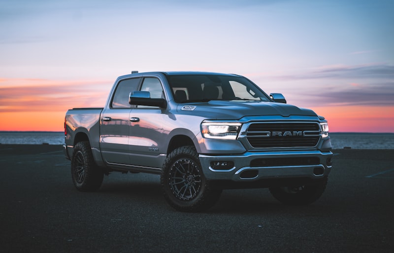 Silver RAM pickup truck showing tailgate